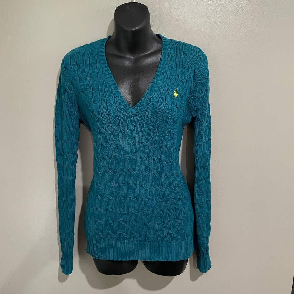 Ralph Lauren Teal Cable Knit Sweater